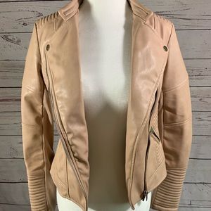 BAR III FAUX LEATHER MOTO JACKET - XS